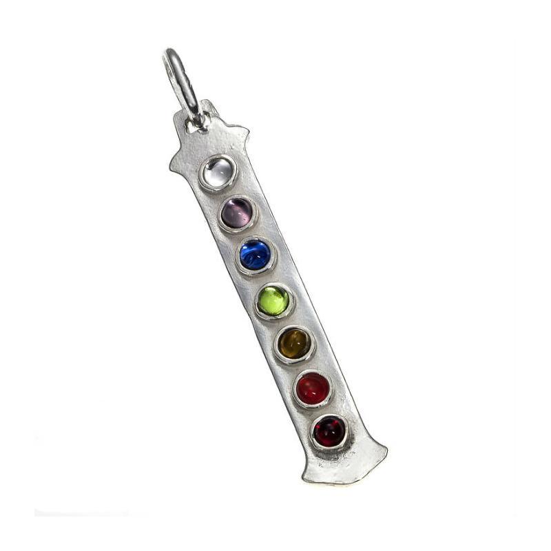 Amuleto Plata 7 Chakras Tira 4.5 cm