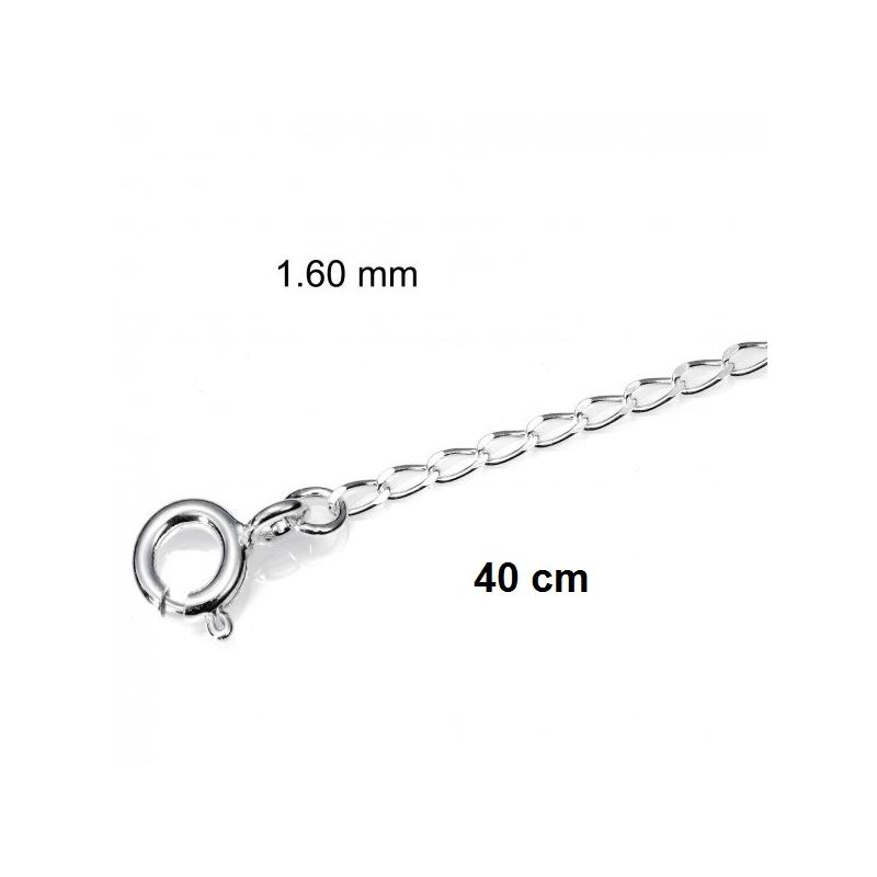 Cadena Plata 40 cm Eslabon Grueso (1,6 mm)