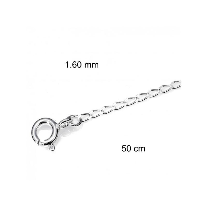 Cadena Plata 50 cm Eslabon Medio (1,6 mm)