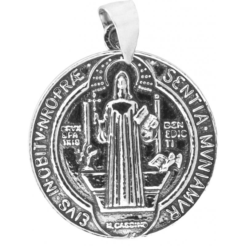 Amuleto Plata Medalla San Benito (Reverso Cruz 2 cm)