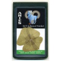 Amuleto Trebol 4 hojas Natural + Zoodiaco Aries