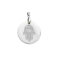 Amuleto Mano Fatima 3cm (Acero Plateado incrustado en Nacar