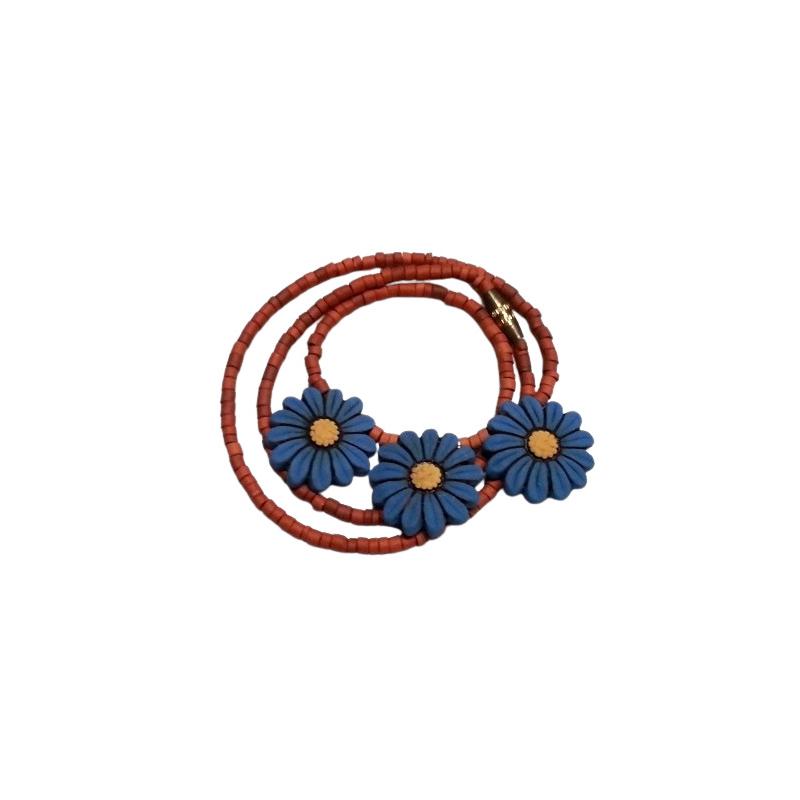 Collar Terracota 3 Margatitas azules