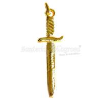 Amuleto Espada Santa Barbara / Chango Dorada 4 cm (Para Colgar)