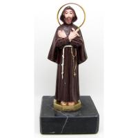Imagen Francisco Asis 12 cm c/ Capucha - Resina (Base Marmol)