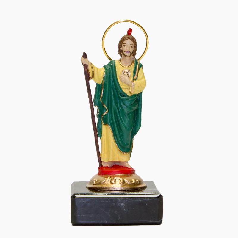 Imagen Judas Tadeo 12 cm c/ Manto Verde - Resina (Base Marmol)