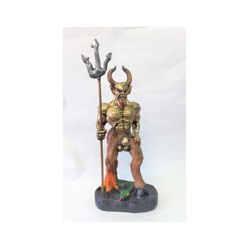 Imagen Umbanda Diablo Exu Dorado 60 cm 24 inch Artesanal