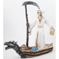 Imagen Santa Muerte en Barca 30 x 30 cm (Blanca) - Artesanal...