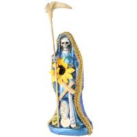 Imagen Santa Muerte Vestida 15 cm (Azul) (c/ Amuleto Base) -...