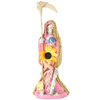 Imagen Santa Muerte Vestida 15 cm (Rosa) (c/ Amuleto Base) -...