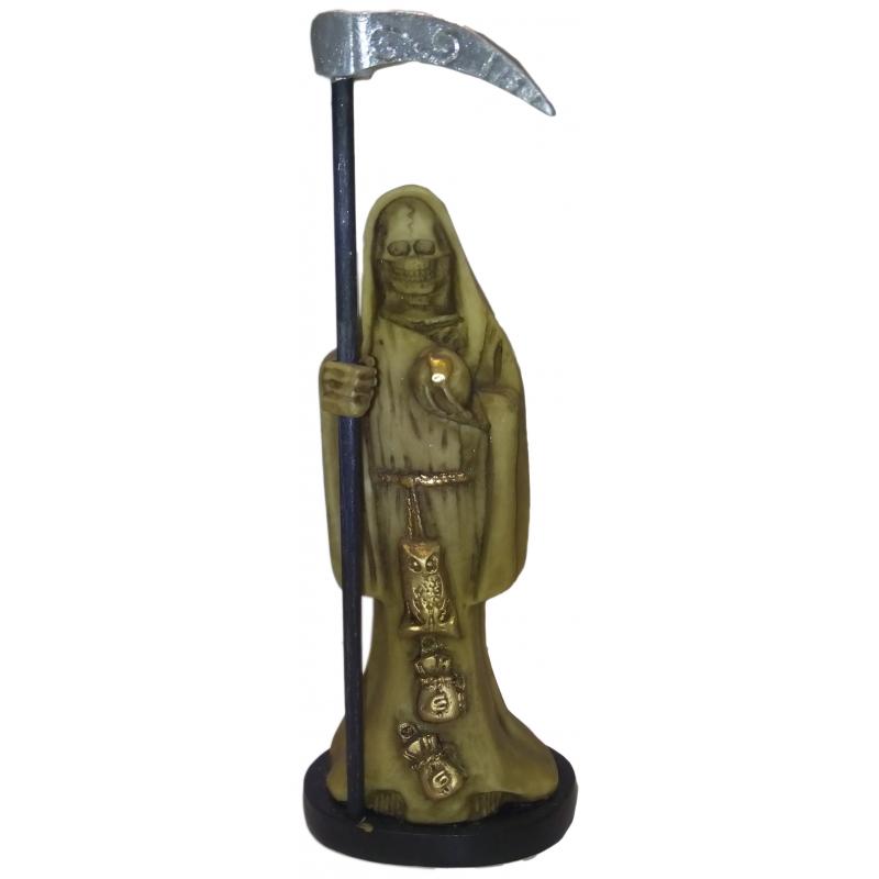 Imagen Santa Muerte 15 cm Hueso - Amuleto Semillas (Resina Extra)