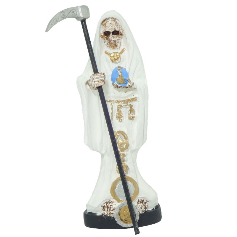 Imagen Santa Muerte 20 cm Blanca - Amuleto Semillas (Resina Extra)