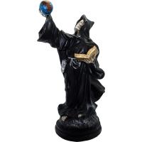 Imagen Santa Muerte Libro y Mundo 40 cm (Negra) (c/ Amuleto Base)  - Resina