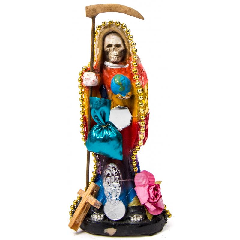 Imagen Santa Muerte Vestida 15 cm (7 Colores) (c/ Amuleto Base) - Resina, Artesanal