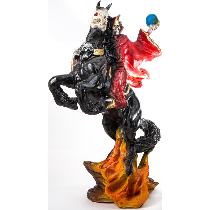 Imagen Santa Muerte Caballo 50 cm (Roja) (c/ Amuleto Base)  - Resina