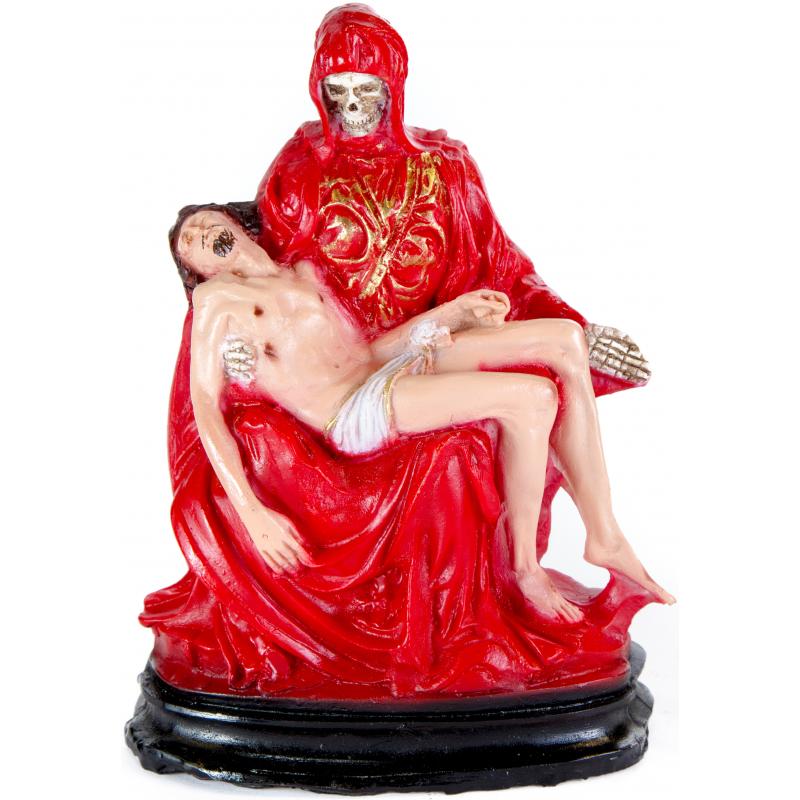 Imagen Santa Muerte Piadosa 25 cm 10 inch (Roja) (c/ Amuleto en Base) - Resina