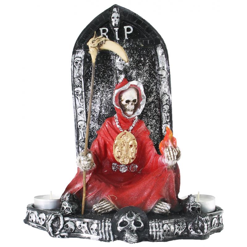 Imagen Santa Muerte con Lapida 27 cm 11 inch (Roja)  Artesanal puede variar el color y la forma de l