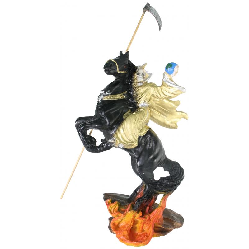 Imagen Santa Muerte Caballo 50 cm (Dorada) (c/ Amuleto Base)  - Resina