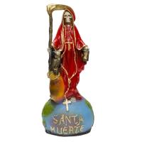 Imagen Santa Muerte Dominadora Sobre Bola Mundo 50 cm (Roja)...