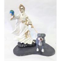 Imagen Santa Muerte Con Perro 35 x 32 x 23 cm (Blanca) Resina