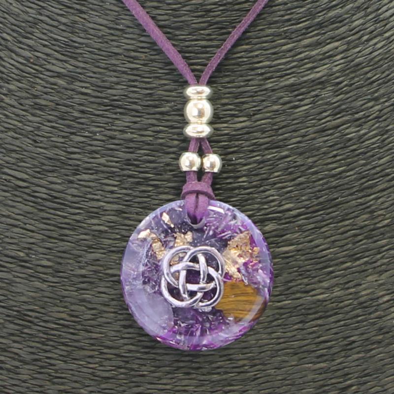 Collar Orgon Nudo Celta Morado (3,7 cm Ajustable)