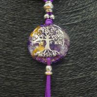 Collar Orgon Arbol de la Vida Morado con Abalorios (3,7 cm A...