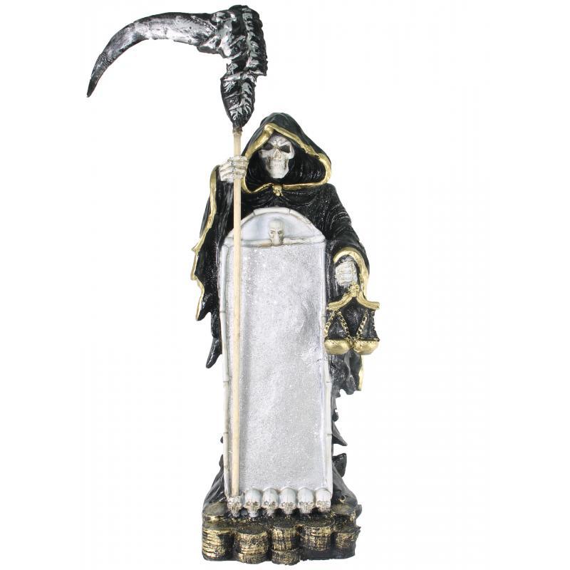 OUTLET Imagen Santa Muerte Monge Espejo 65 cm (Negra) (c/ Amuleto Base) (PRODUCTO CON TARA, PUEDE TE