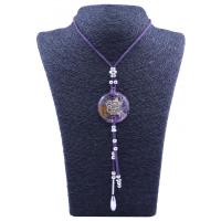 Collar Orgon Nudo Celta Morado con Abalorios (3,7 cm Ajustable)