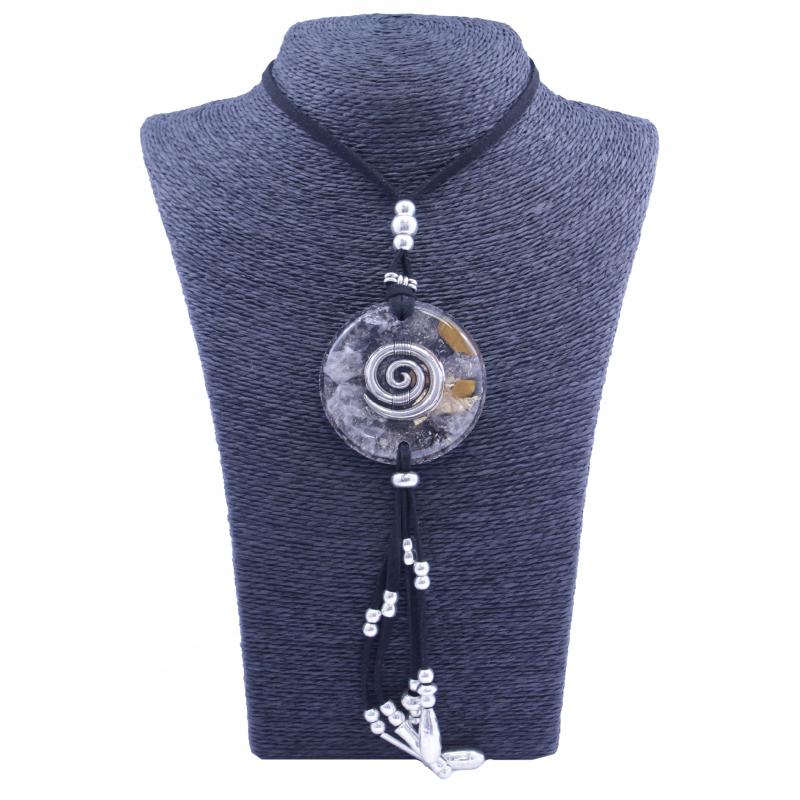 Collar Orgon Espiral Negro con Abalorios (5,4 cm Ajustable)