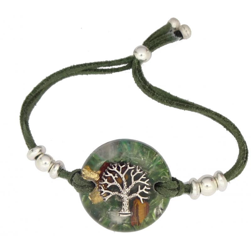 Pulsera Orgon Arbol de la Vida Verde (3,2 cm Ajustable)