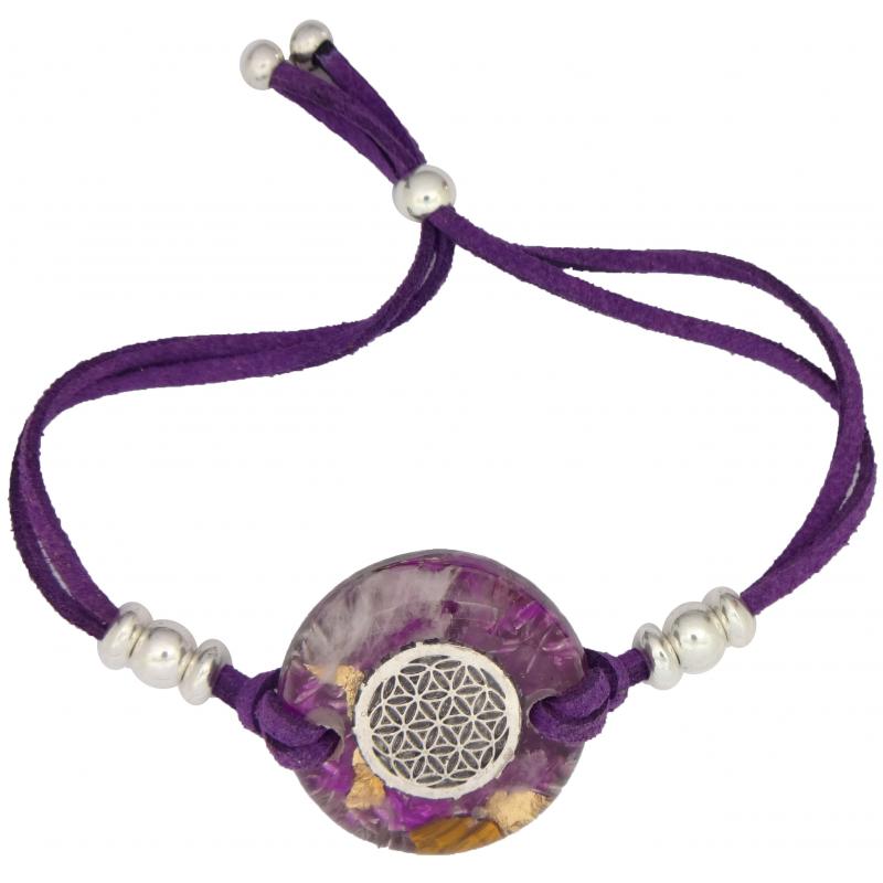 Pulsera Orgon Flor de la Vida Morado (3,2 cm Ajustable)