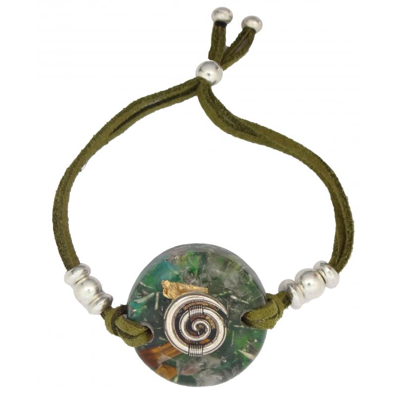 Pulsera Orgon Espiral Verde (3,2 cm Ajustable)