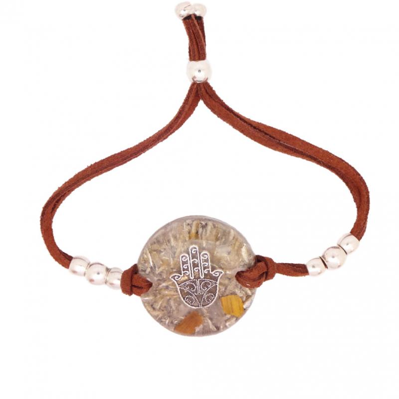 Pulsera Orgon Mano Fatima Beige (3,2 cm Ajustable)  Marron