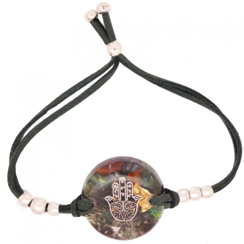 Pulsera Orgon Mano Fatima Verde (3,2 cm Ajustable)