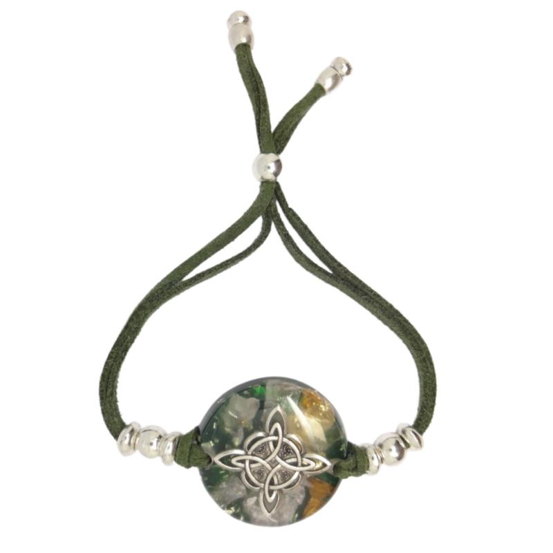 Pulsera Orgon Nudo de Bruja Verde (3,2 cm Ajustable)