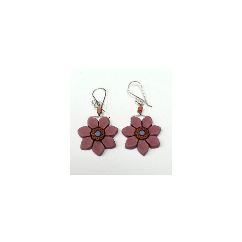 Pendientes Terracota Flores Lila