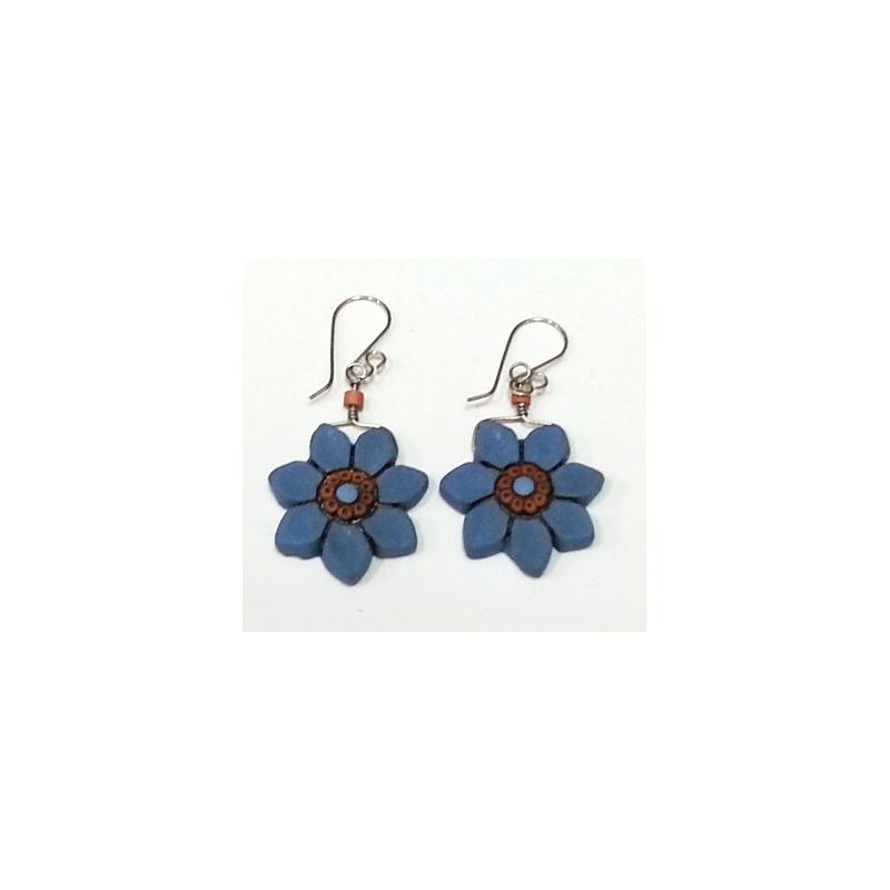 Pendientes Terracota Flores Azules