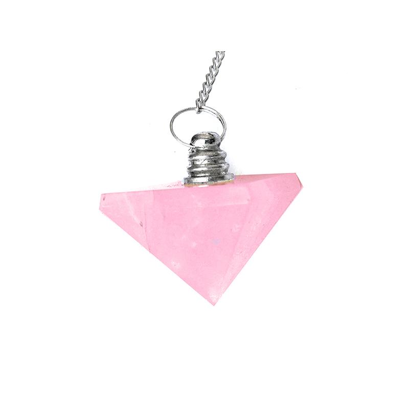 Pendulo Piedra piramide Cuarzo Rosa  2 a 3 cm