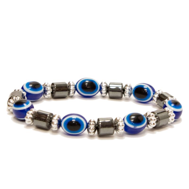 Pulsera Simil Cristal Ojo Turco Azul (Contra Mal de Ojo) (Elastica) (HAS)