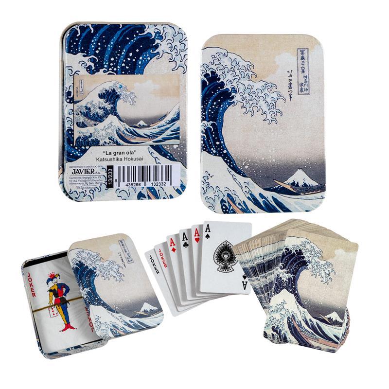 Baraja Poker La gran ola - Katsushika Hokusai 7x10 cm en Lata / In a Tin