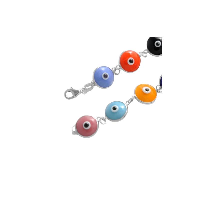 Pulsera Plata Cristal Ojo Turco Colores ( Contra Mal de Ojo ) ( Engarce Facil )